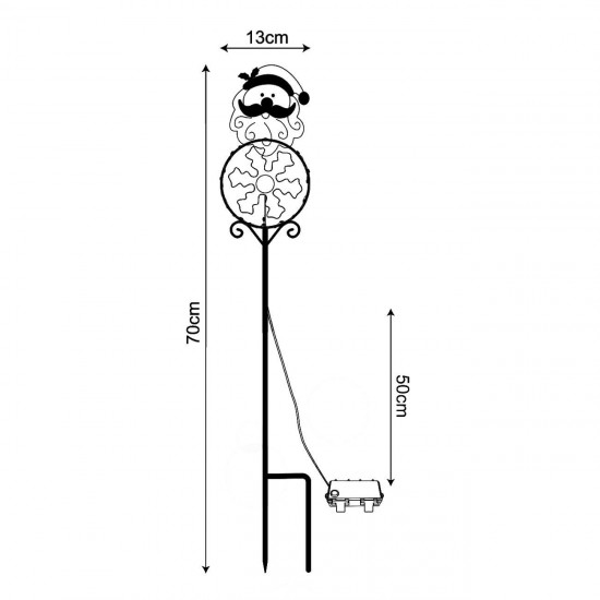 Stick Decorativ cu LED Mos Craciun & Baterii 70cm - Alb Cald