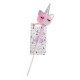 Bagheta cu Cap de Unicorn 3D din Imitatie de Blana Colorata Rainbow & Glitter Argintiu 39cm