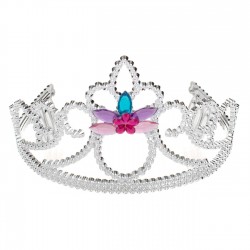 Coronita Par Tiara Argintie cu Pietre & Pene Mov pentru Copii