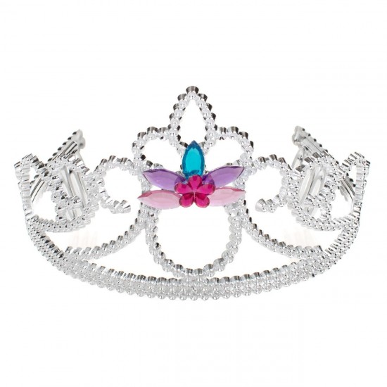 Coronita Par Tiara Argintie cu Pietre & Pene Mov pentru Copii