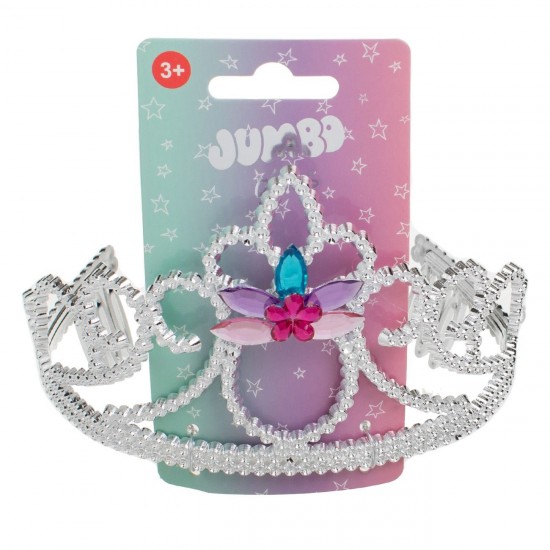 Coronita Par Tiara Argintie cu Pietre & Pene Mov pentru Copii