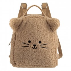 Rucsac din Plus Ursulet Maro cu Urechi Bej pentru Copii 16x7x18cm
