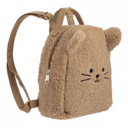 Rucsac din Plus Ursulet Maro cu Urechi Bej pentru Copii 16x7x18cm