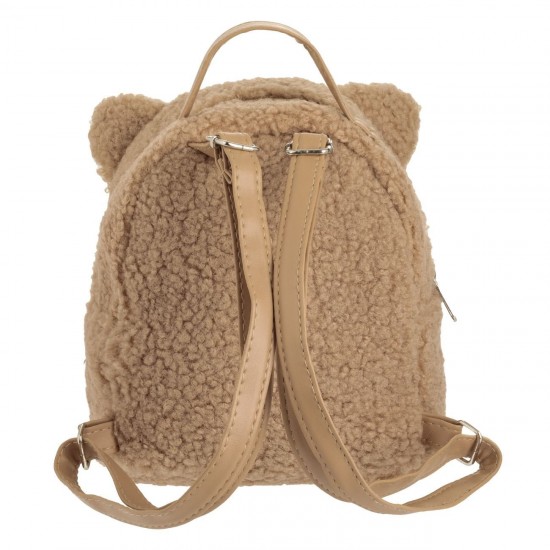 Rucsac din Plus Ursulet Maro cu Urechi Bej pentru Copii 16x7x18cm