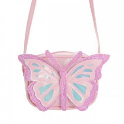 Poseta Roz cu Glitter & Fluture 3D pentru Copii 18x7.5x12.5cm