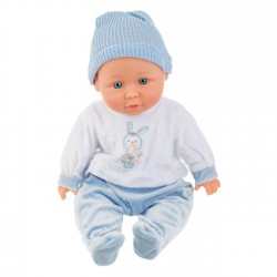 Papusa Bebelus cu Salopeta Bleu Alba Iepuras 36cm