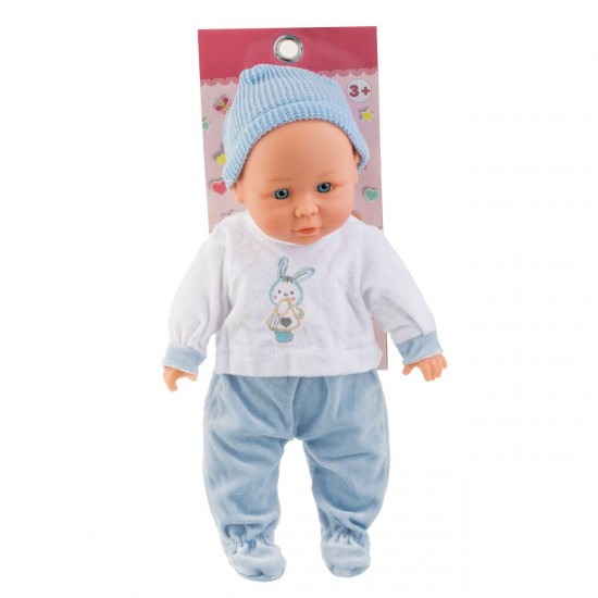 Papusa Bebelus cu Salopeta Bleu Alba Iepuras 36cm