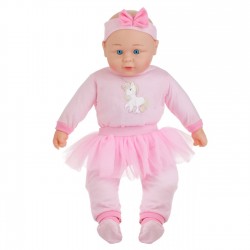 Papusa Bebelus cu Body Roz Unicorn & Fusta Tutu cu Sunet 50cm