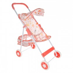 Carucior Roz Somon cu Model Animale pentru Papusi