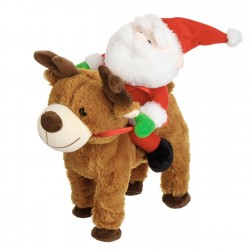 Jucarie Interactiva de Craciun Ren cu Mos Craciun Sunet & Miscare 37cm