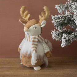 Figurina Decorativa de Craciun Ren cu Fular Colorat 28cm