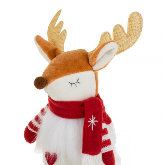 Figurina Decorativa de Craciun Ren cu Fular Colorat 28cm