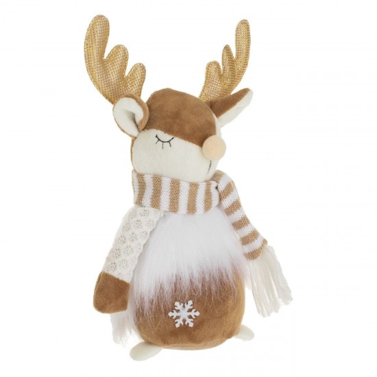 Figurina Decorativa de Craciun Ren cu Fular Colorat 28cm