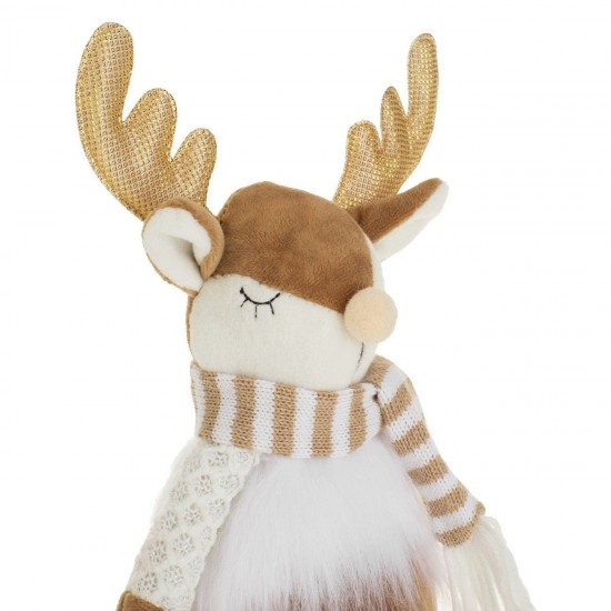 Figurina Decorativa de Craciun Ren cu Fular Colorat 28cm