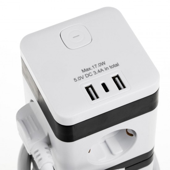 Priza Turn cu 8 Prize Schuko 2 Porturi USB & 1 USB-C 3680W