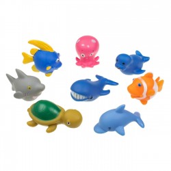 Jucarii pentru Baie Animale Marine de Diferite Culori in Plasa 9cm - 8buc