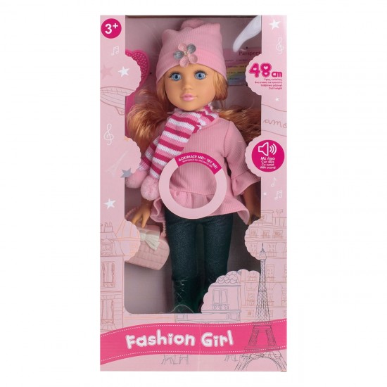 Papusa Fashion Girl cu Tinuta Roz & Muzica 48cm