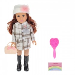 Papusa Fashion Girl cu Tinuta Bej Carouri & Muzica 48cm
