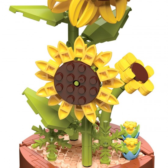 Cuburi de Constructie Ghiveci cu Floarea Soarelui 28.4x11.3cm - 359 piese