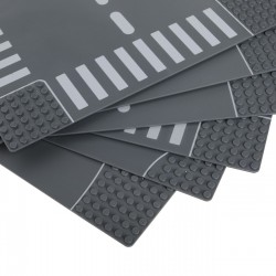 Set Baza Gri Alba cu Model Sosea pentru Caramizi de Constructie 25.5x25.5cm - 6buc