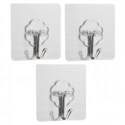 Carlige Autocoloante Argintii cu Model Floare 6x6cm - 3buc