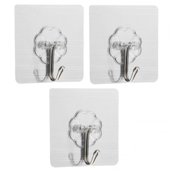 Carlige Autocoloante Argintii cu Model Floare 6x6cm - 3buc