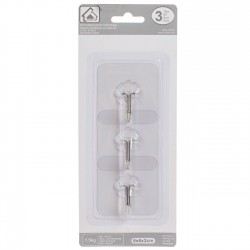 Carlige Autocolante Transparente cu Model Floare 6x6cm - 3buc