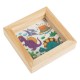 Jucarie din Lemn Cutie cu Bile Model Dinozauri 8x8x2cm