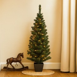 Brad Decorativ in Ghiveci cu 50 de LED-uri cu Baterii - 90cm