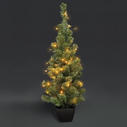 Brad Decorativ in Ghiveci cu 50 de LED-uri cu Baterii - 90cm