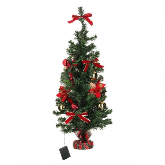 Brad Decorativ de Craciun cu Globuri Craciunite & 40 de Becuri LED - 90cm