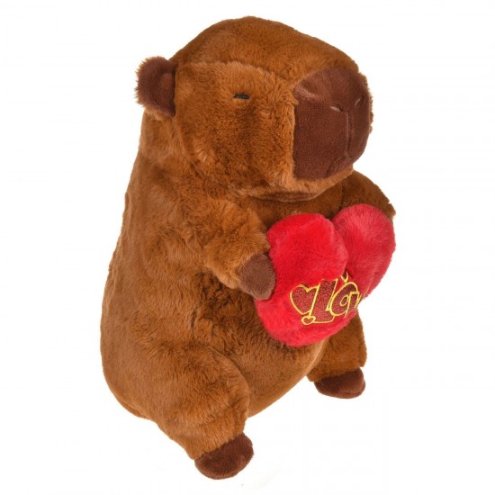Jucarie de Plus Capybara cu Inima Rosie 28x24x40cm