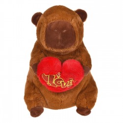 Jucarie de Plus Capybara cu Inima Rosie 28x24x40cm