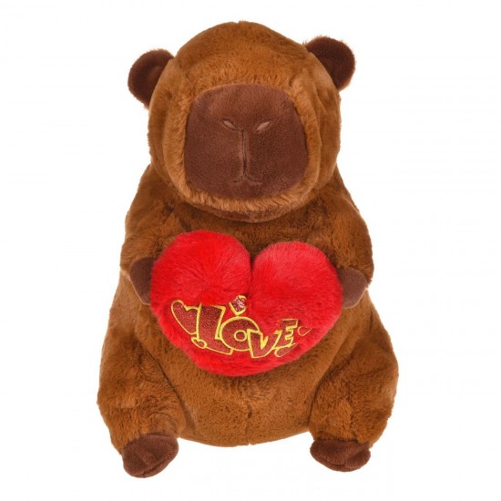 Jucarie de Plus Capybara cu Inima Rosie 28x24x40cm