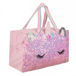 Geanta de Voiaj Roz cu Model Unicorn 45x18x28cm