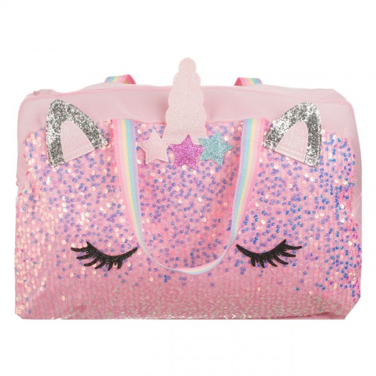 Geanta de Voiaj Roz cu Model Unicorn 45x18x28cm