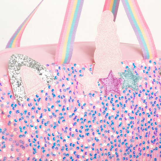 Geanta de Voiaj Roz cu Model Unicorn 45x18x28cm