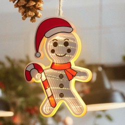 Decoratiune de Craciun Oglinda Om de Turta Dulce cu Efect Infinit & LED 10,5x15cm