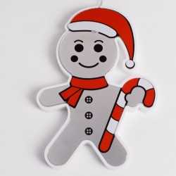 Decoratiune de Craciun Oglinda Om de Turta Dulce cu Efect Infinit & LED 10,5x15cm