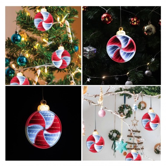 Decoratiune de Craciun Glob cu Efect de Oglinda Infinit & LED 12,5x15cm