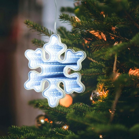 Decoratiune de Craciun Oglinda Fulg cu Efect Infinit LED 14,5x14,5cm