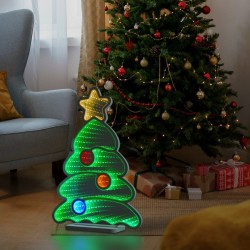 Lampa Oglinda Decorativa de Craciun Brad cu Efect Infinit & LED 27x8x39cm