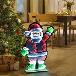 Lampa Oglinda Decorativa de Craciun Mos Craciun cu Efect Infinit & LED 38x10x59cm