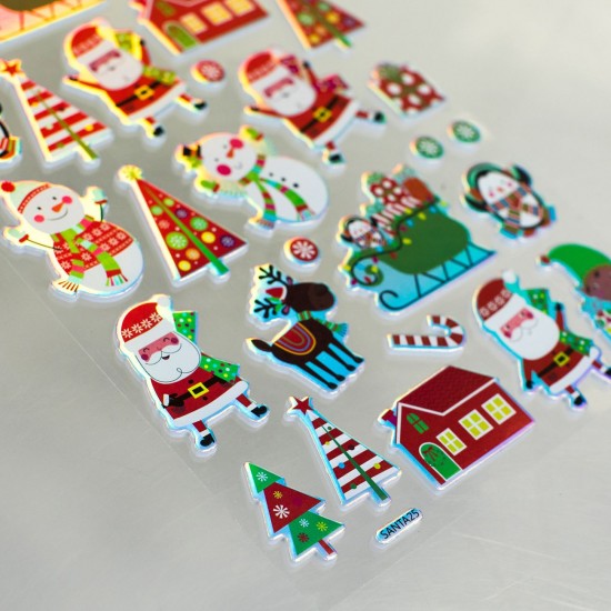 Autocolante Decorative de Craciun Holografice cu Model Om de Zapada - 29buc