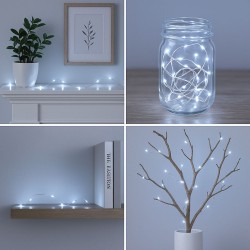 Instalatie de Lumini cu 132 de Becuri LED cu Baterii si Program 2.096m de Interior & Exterior - Alb Rece