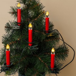 Instalatie de Lumini cu 20 de Becuri LED Lumanari Rosii cu Clips de Interior & Exterior 12m - Alb Cald