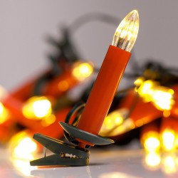 Instalatie de Lumini cu 20 de Becuri LED Lumanari Rosii cu Clips de Interior & Exterior 12m - Alb Cald