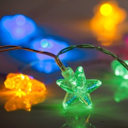 Instalatie de Lumini cu 20 Becuri LED Stele Acrilice cu Baterii 2.2m - Multicolore