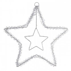 Stea Decorativa de Craciun Argintie cu 100 de Becuri LED 50x50cm - Alb Cald