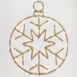 Glob Decorativ Suspendabil de Craciun Fulg cu Beteala & 80 de LED-uri Ø40cm - Alb Cald